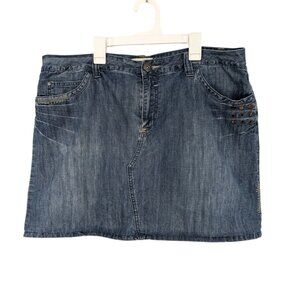 Vtg Y2K Venezia Denim Mini Skort Studded Pockets Streetwear Women Plus Size 18